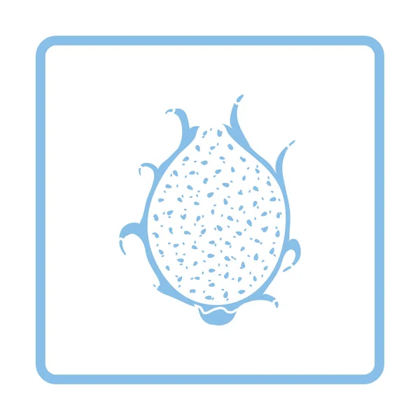 Ícone Fruta Dragão Projeto Moldura Azul Ilustração Vetorial — Vetor de Stock
