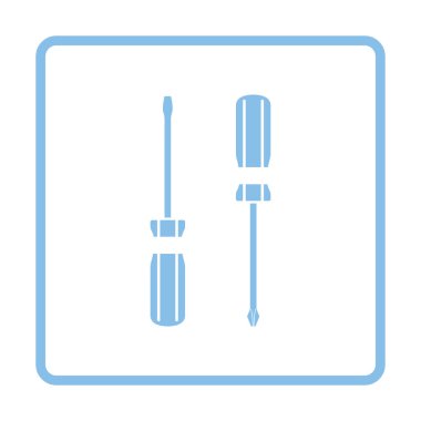 Tornavida simgesi. Mavi gövde tasarımı. Vektör çizim.