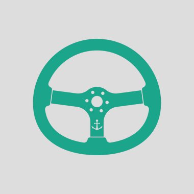 Direksiyon simidi simgesi. Yeşil gri arka plan. Vektör çizim.