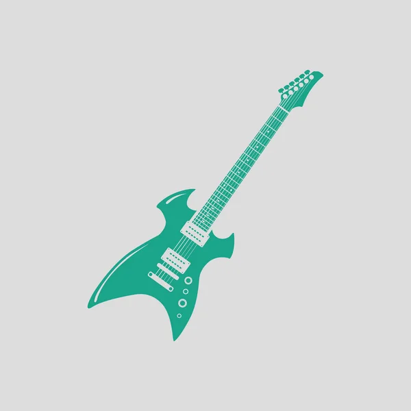 Ícone Guitarra Elétrica Fundo Cinza Com Verde Ilustração Vetorial — Vetor de Stock