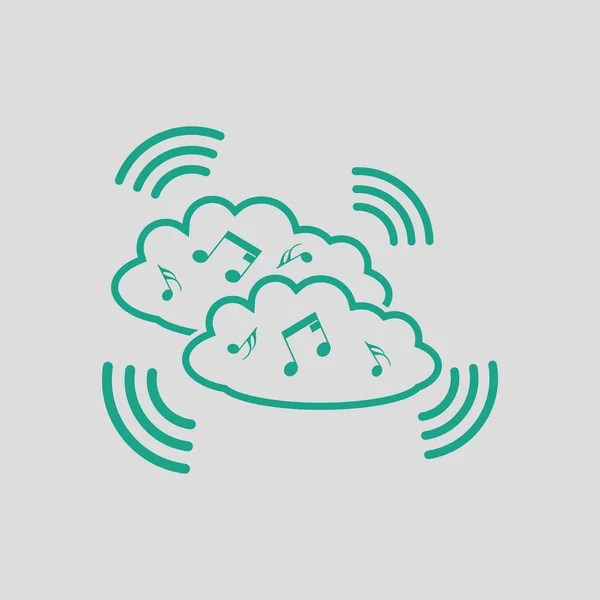 Icono Nube Musical Fondo Gris Con Verde Ilustración Vectorial — Vector de stock