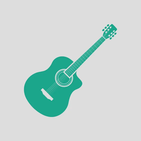 Akustická Kytara Ikona Šedé Pozadí Zelenou Barvou Vektorové Ilustrace — Stockový vektor