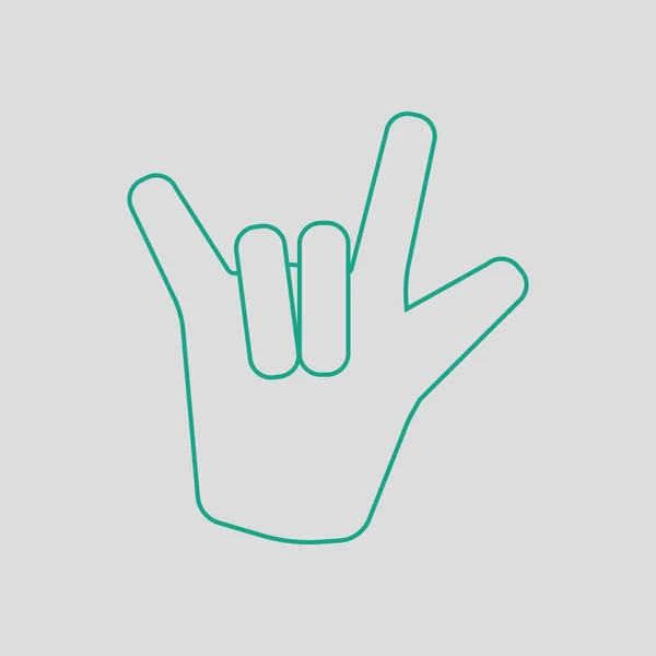 Rock Hand Icon Gray Background Green Vector Illustration — Stock Vector