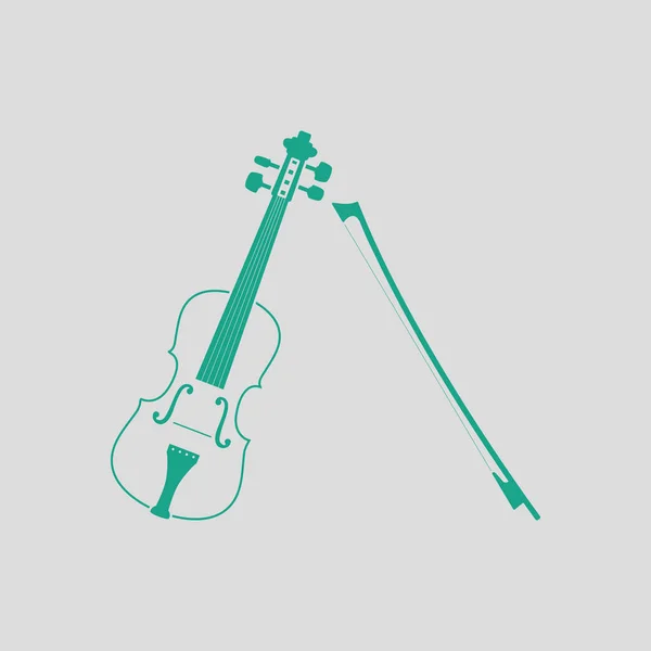 Icono Violín Fondo Gris Con Verde Ilustración Vectorial — Vector de stock