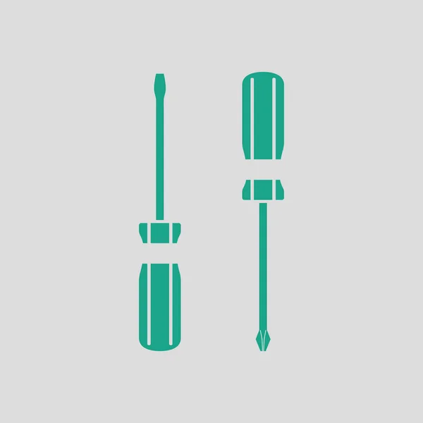 Schraubenzieher Symbol Grauer Hintergrund Mit Grün Vektorillustration — Stockvektor
