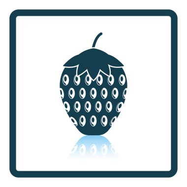 Çilek ikonu. Gölge yansıma tasarımı. Vektör illüstrasyonu.