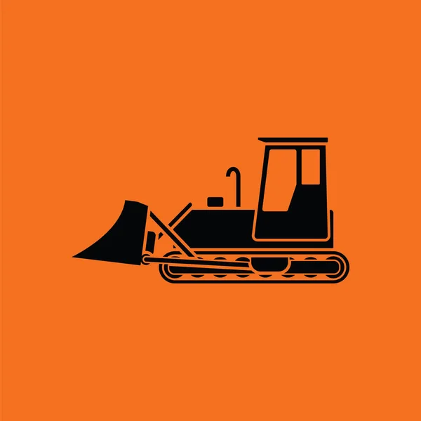 Icono Excavadora Construcción Fondo Naranja Con Negro Ilustración Vectorial — Vector de stock