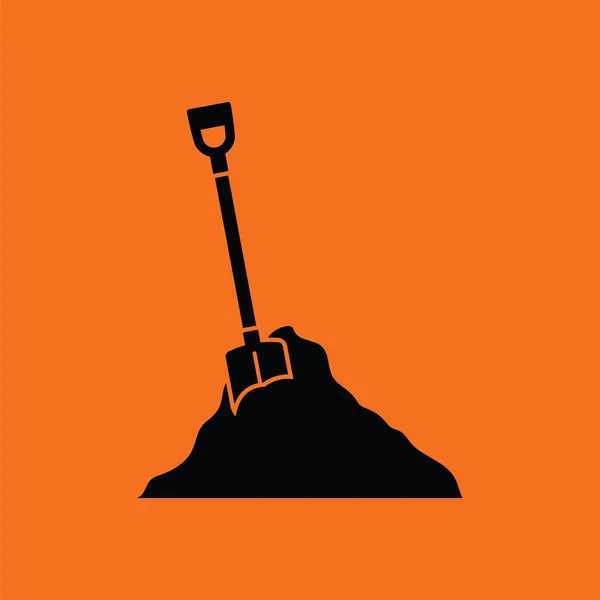 Икона Строительства Лопаты Песка Оранжевый Фон Черным Векторная Иллюстрация — стоковый вектор