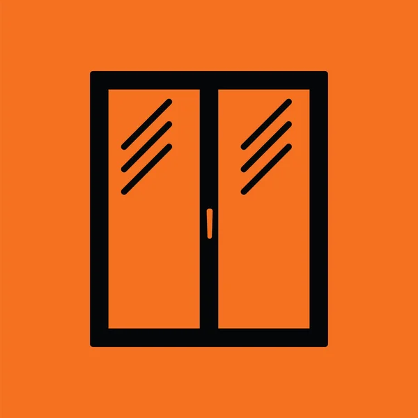 Икона Закрытой Оконной Рамы Оранжевый Фон Черным Векторная Иллюстрация — стоковый вектор