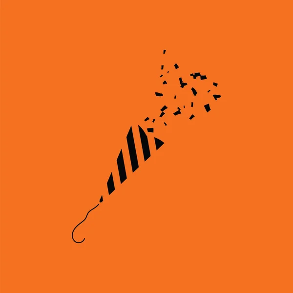 Icône Pétard Fête Fond Orange Avec Noir Illustration Vectorielle — Image vectorielle