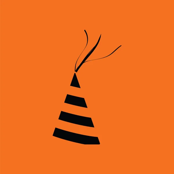 Icono Sombrero Cono Fiesta Fondo Naranja Con Negro Ilustración Vectorial — Vector de stock