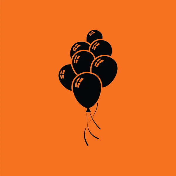 Μπαλόνια Πάρτι Και Αστέρια Εικονίδιο Πορτοκαλί Φόντο Μαύρο Εικονογράφηση Διανύσματος — Διανυσματικό Αρχείο