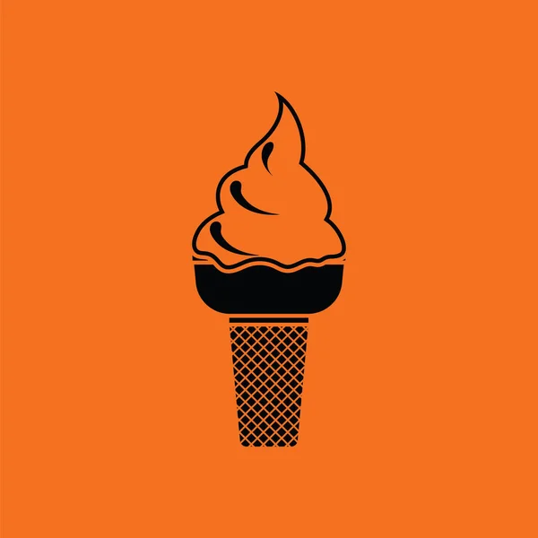 Eis Ikone Orangefarbener Hintergrund Mit Schwarz Vektorillustration — Stockvektor