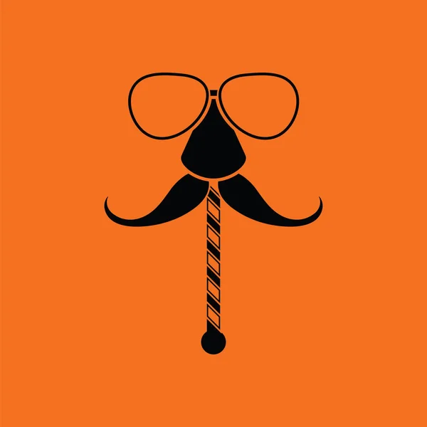 Icono Gafas Bigote Fondo Naranja Con Negro Ilustración Vectorial — Archivo Imágenes Vectoriales