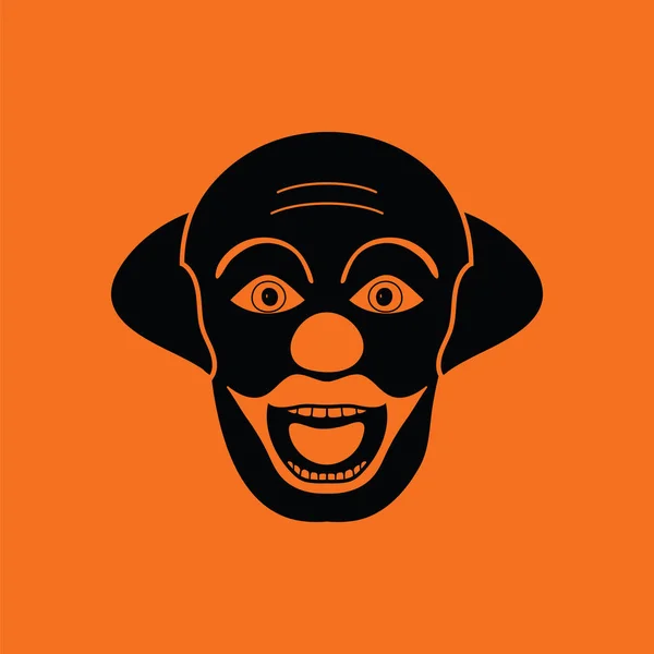 Party Clown Gesicht Ikone Orangefarbener Hintergrund Mit Schwarz Vektorillustration — Stockvektor