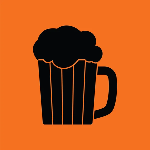 Mok Van Bier Pictogram Oranje Achtergrond Met Zwart Vectorillustratie — Stockvector