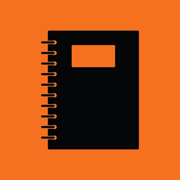 Libro Ejercicios Con Icono Pluma Fondo Naranja Con Negro Ilustración — Vector de stock