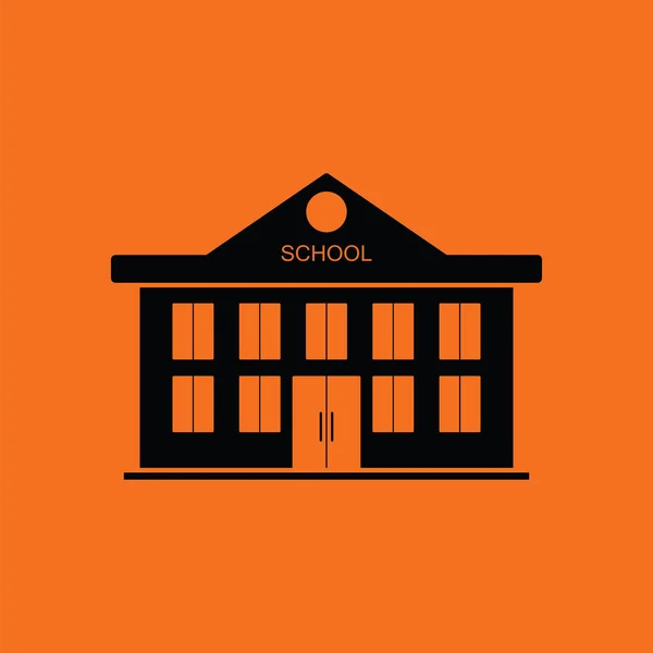 Icône Bâtiment Scolaire Fond Orange Avec Noir Illustration Vectorielle — Image vectorielle