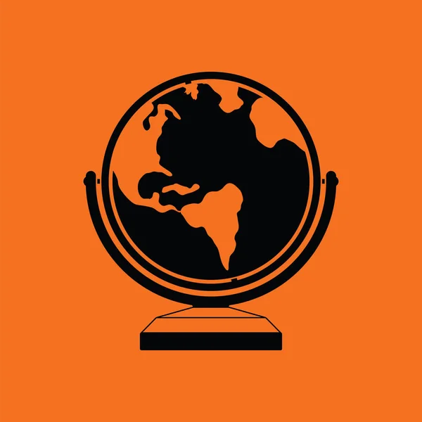 Globe Ikone Orangefarbener Hintergrund Mit Schwarz Vektorillustration — Stockvektor