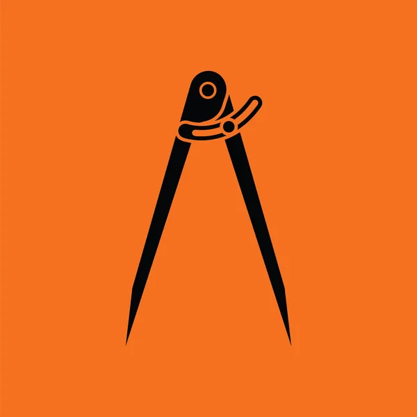 Icono Brújulas Fondo Naranja Con Negro Ilustración Vectorial — Vector de stock