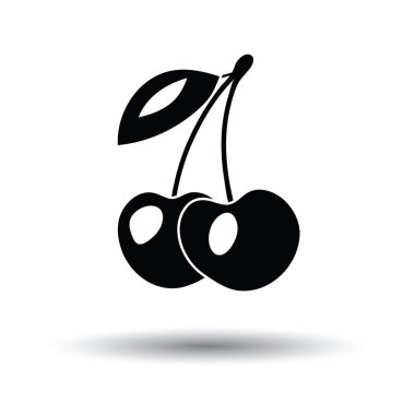 Kiraz simgesi. Beyaz arka plan ile gölge çizmek. Vektör çizim.