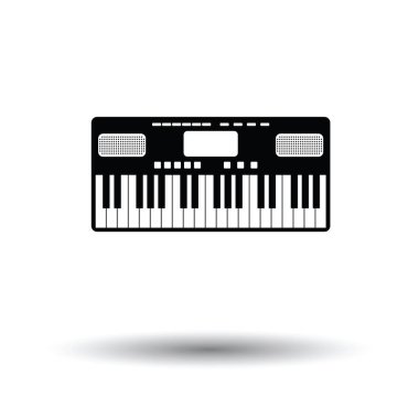 Müzik sentezleyici simgesi. Beyaz arka plan, gölge tasarımı. Vektör illüstrasyonu.