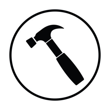 Çekiç simgesi. İnce daire tasarımı. Vektör illüstrasyonu.