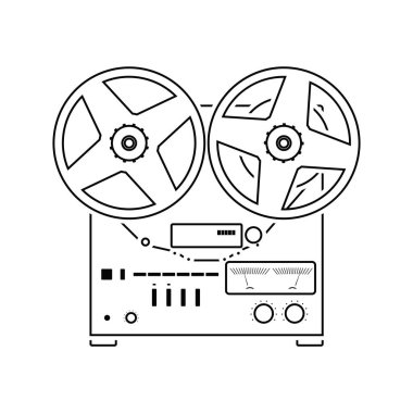 Makara Teyp Kaydedici simgesi. İnce çizgili tema. Vektör çizim.