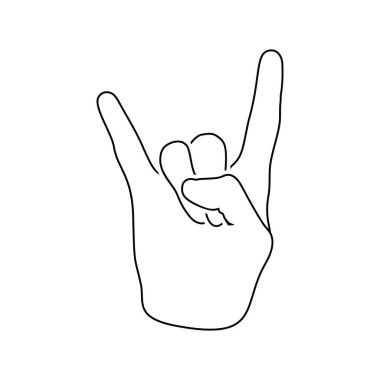 Rock el simgesi. İnce çizgili tema. Vektör çizim.