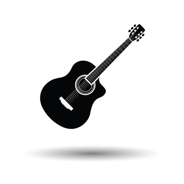 Ícone Guitarra Acústica Fundo Branco Com Design Sombra Ilustração Vetorial — Vetor de Stock