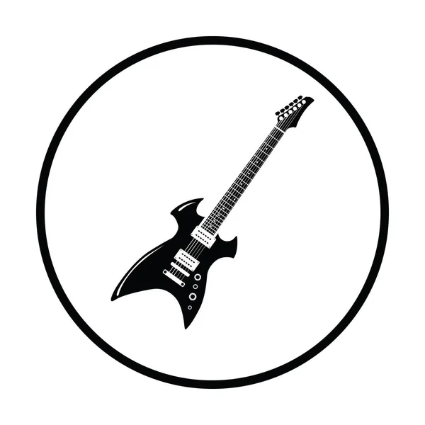 Icono Guitarra Eléctrica Diseño Círculo Delgado Ilustración Vectorial — Vector de stock