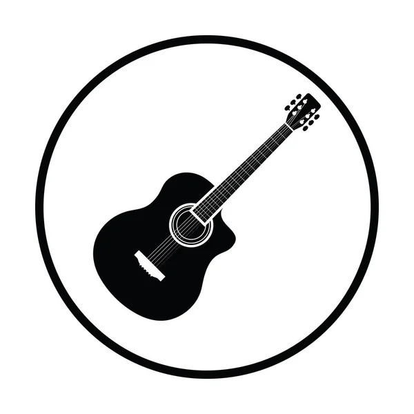 Icono Guitarra Acústica Diseño Círculo Delgado Ilustración Vectorial — Archivo Imágenes Vectoriales