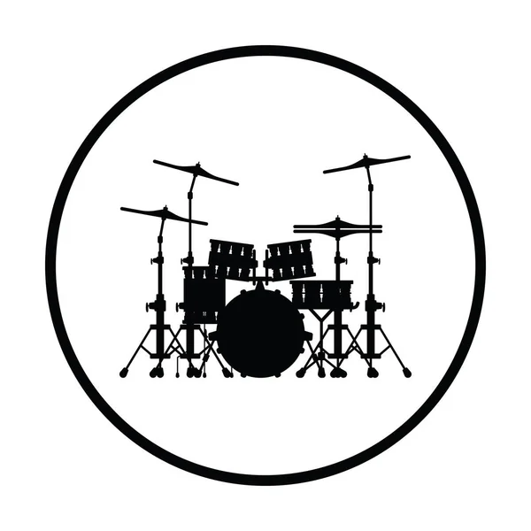 Drum Set Ikone Dünne Kreisform Vektorillustration — Stockvektor