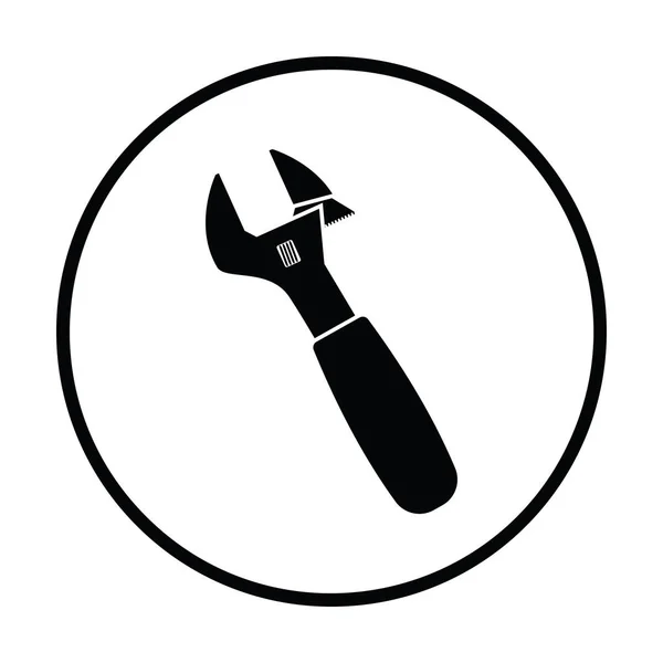 Adjustable Wrench Icon Thin Circle Design Vector Illustration — Stock Vector