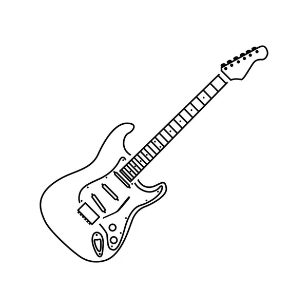 Icono Guitarra Eléctrica Diseño Línea Delgada Ilustración Vectorial — Vector de stock