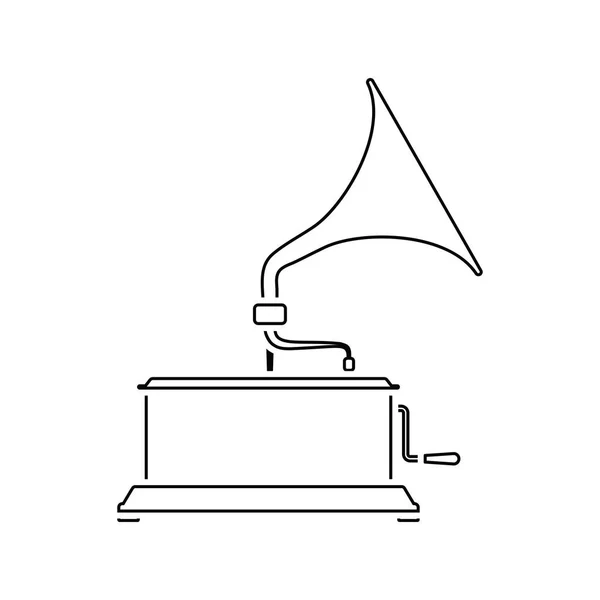 蓄音機のアイコン 細い線のデザイン ベクトル図 — ストックベクタ