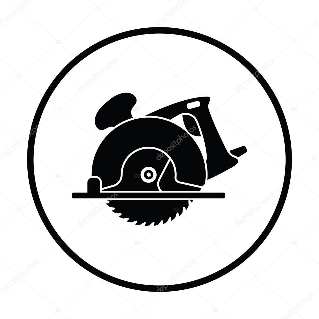 Circular saw icon. Thin circle design. Vector illustration.