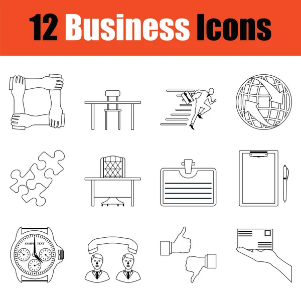 Business Ikon Set Tunn Linje Design Vektorillustration — Stock vektor