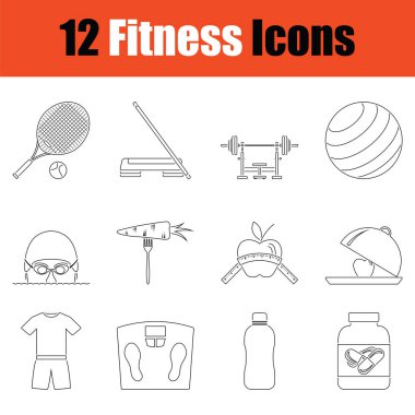 Fitness ikonu hazır. İnce çizgi tasarımı. Vektör illüstrasyonu.