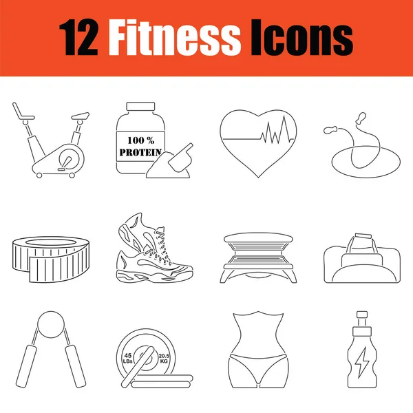 Juego Iconos Fitness Diseño Línea Delgada Ilustración Vectorial — Vector de stock