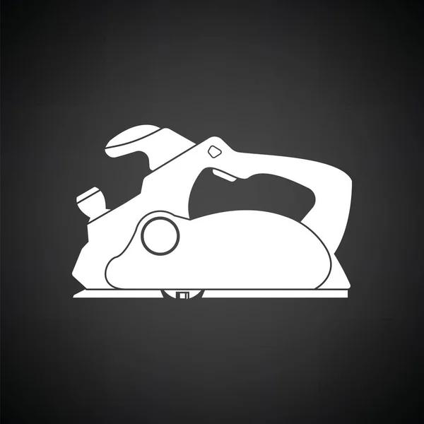 電気カンナのアイコン 白と黒の背景 ベクトル図 — ストックベクタ