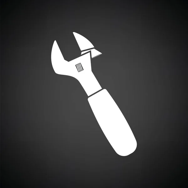 Einstellbares Schraubenschlüssel Symbol Schwarzer Hintergrund Mit Weißem Hintergrund Vektorillustration — Stockvektor