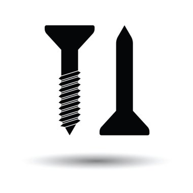Vida ve çivi simgesi. Beyaz arka plan ile gölge çizmek. Vektör çizim.