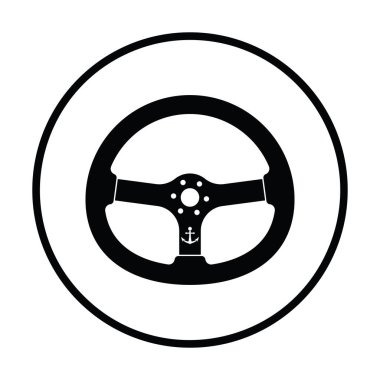 Direksiyon simidi simgesi. İnce daire tasarım. Vektör çizim.