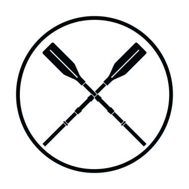 Tekne kürek simgesi. İnce daire tasarım. Vektör çizim.