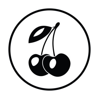 Kiraz ikonu. İnce daire tasarımı. Vektör illüstrasyonu.