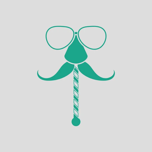 Γυαλιά Και Μουστάκι Στο Εικονίδιο Γκρι Φόντο Πράσινο Εικονογράφηση Διάνυσμα — Διανυσματικό Αρχείο