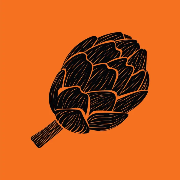 Artischocken Symbol Orangefarbener Hintergrund Mit Schwarz Vektorillustration — Stockvektor