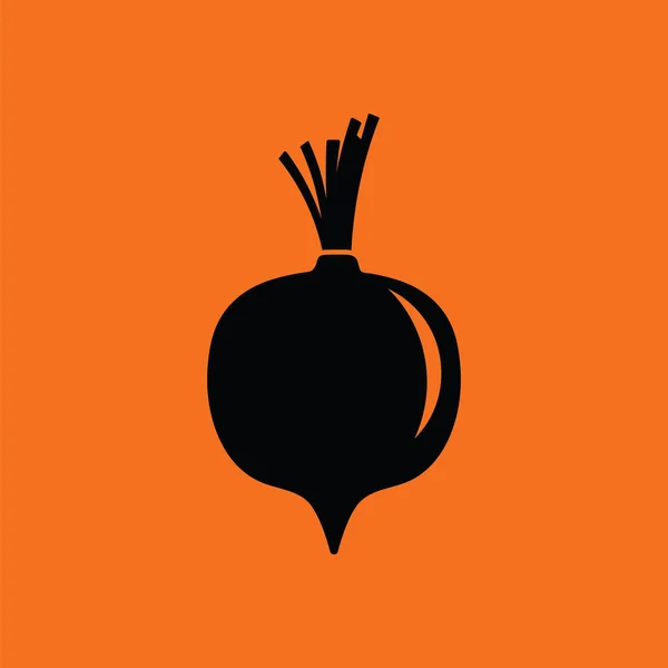 Icona Della Barbabietola Sfondo Arancione Con Nero Illustrazione Vettoriale — Vettoriale Stock
