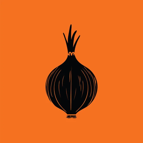 Icono Cebolla Fondo Naranja Con Negro Ilustración Vectorial — Archivo Imágenes Vectoriales